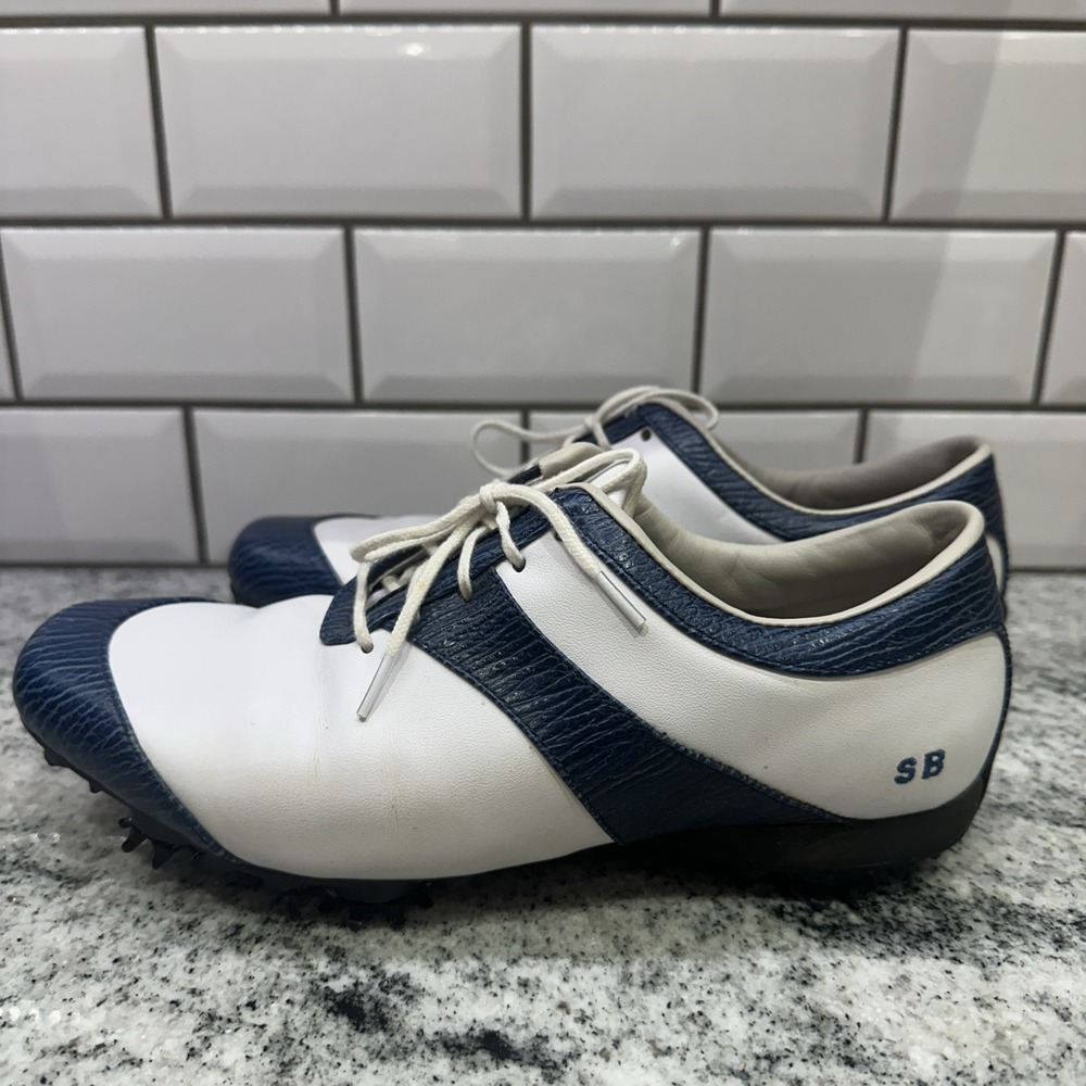 FOOTJOY WOMEN LOPRO GOLF SHOES WHITE/Teal BLUE OXFORD SIZE 8 SB Preppy Leather